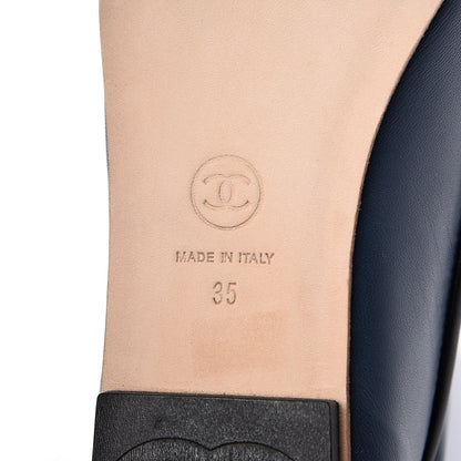 Chanel Lambskin CC Mocassin Loafers 35 Dark Blue 6 of 10