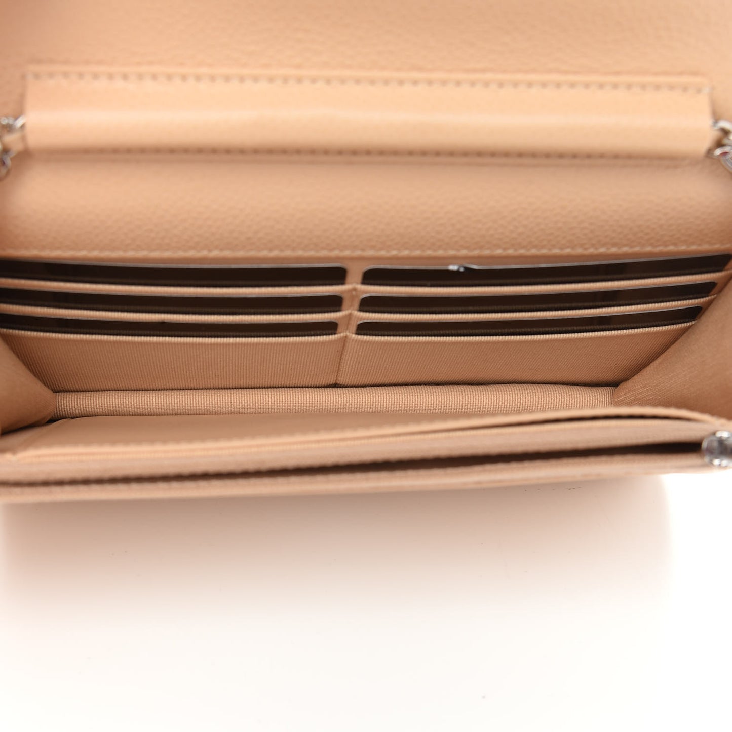 Caviar Quilted Wallet On Chain WOC Beige