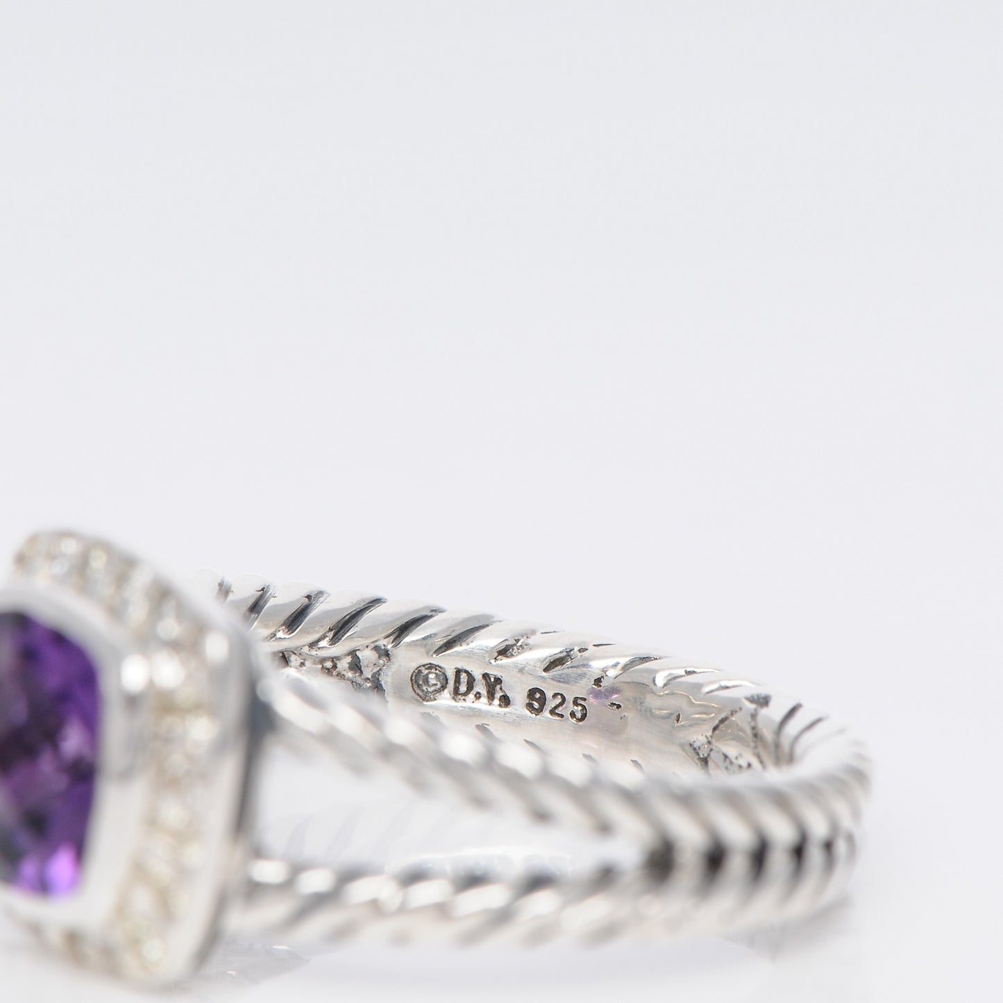 Sterling Silver Diamond Amethyst 7mm Petite Albion Ring 53 6.5