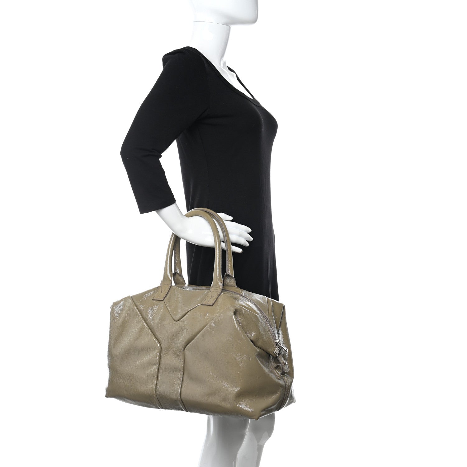 Saint Laurent Textured Patent Medium Easy Sac Taupe 2 of 9