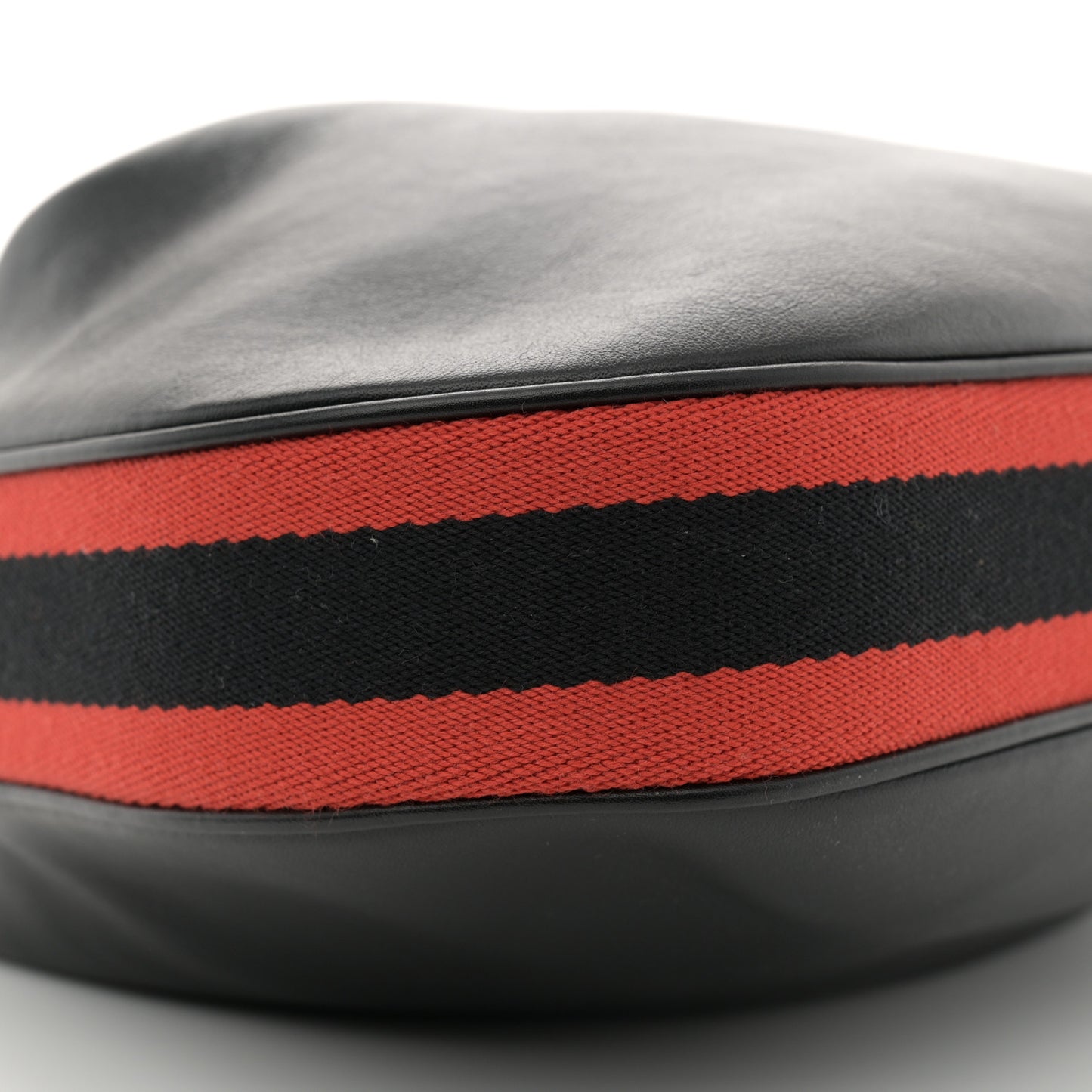 Aria Calfskin Web Large Attache Shoulder Bag Black