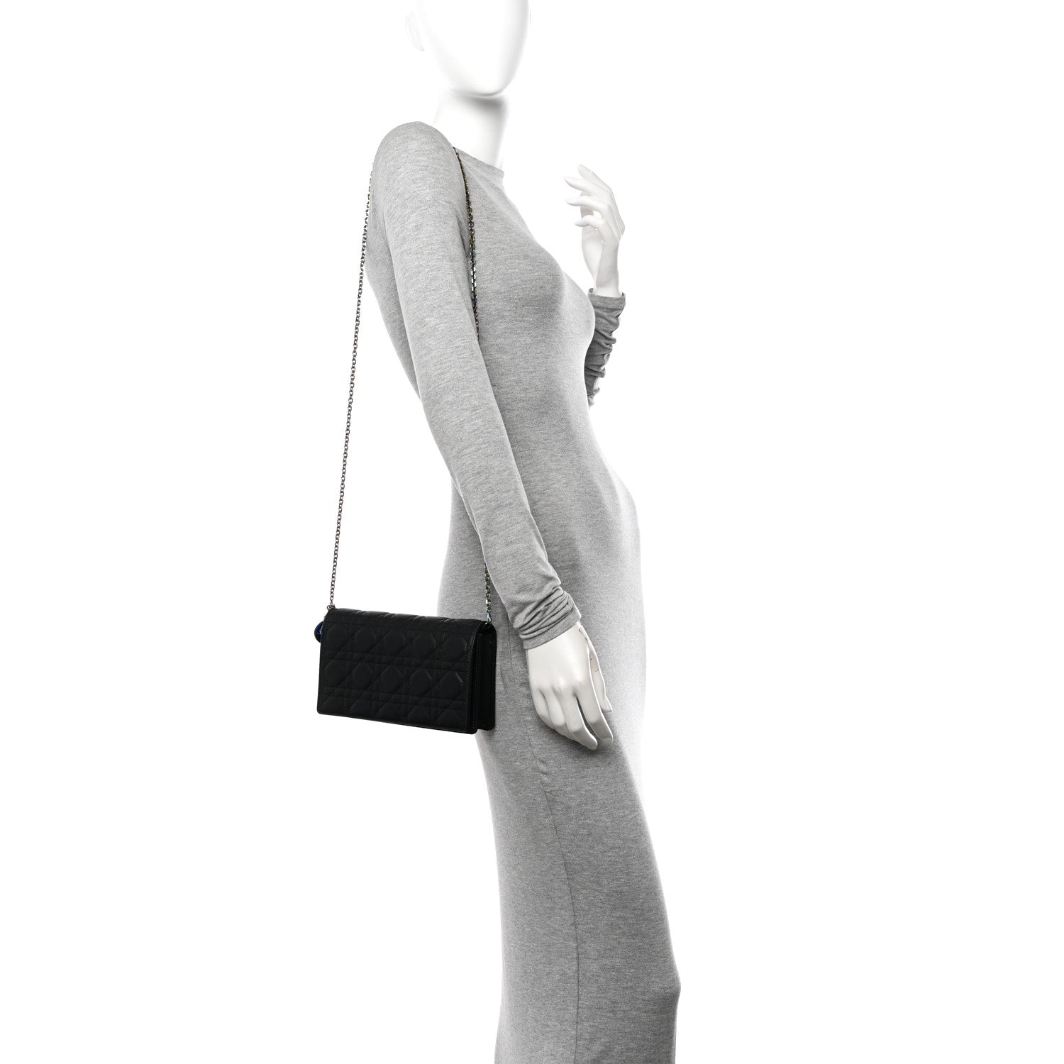 Christian Dior Lambskin Cannage Lady Dior Pouch Black 2 of 11