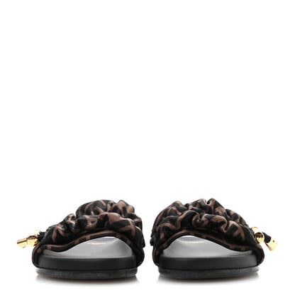 Fendi Satin FF Fendi Feel Slide Sandals 37 Tobacco Black 3 of 7