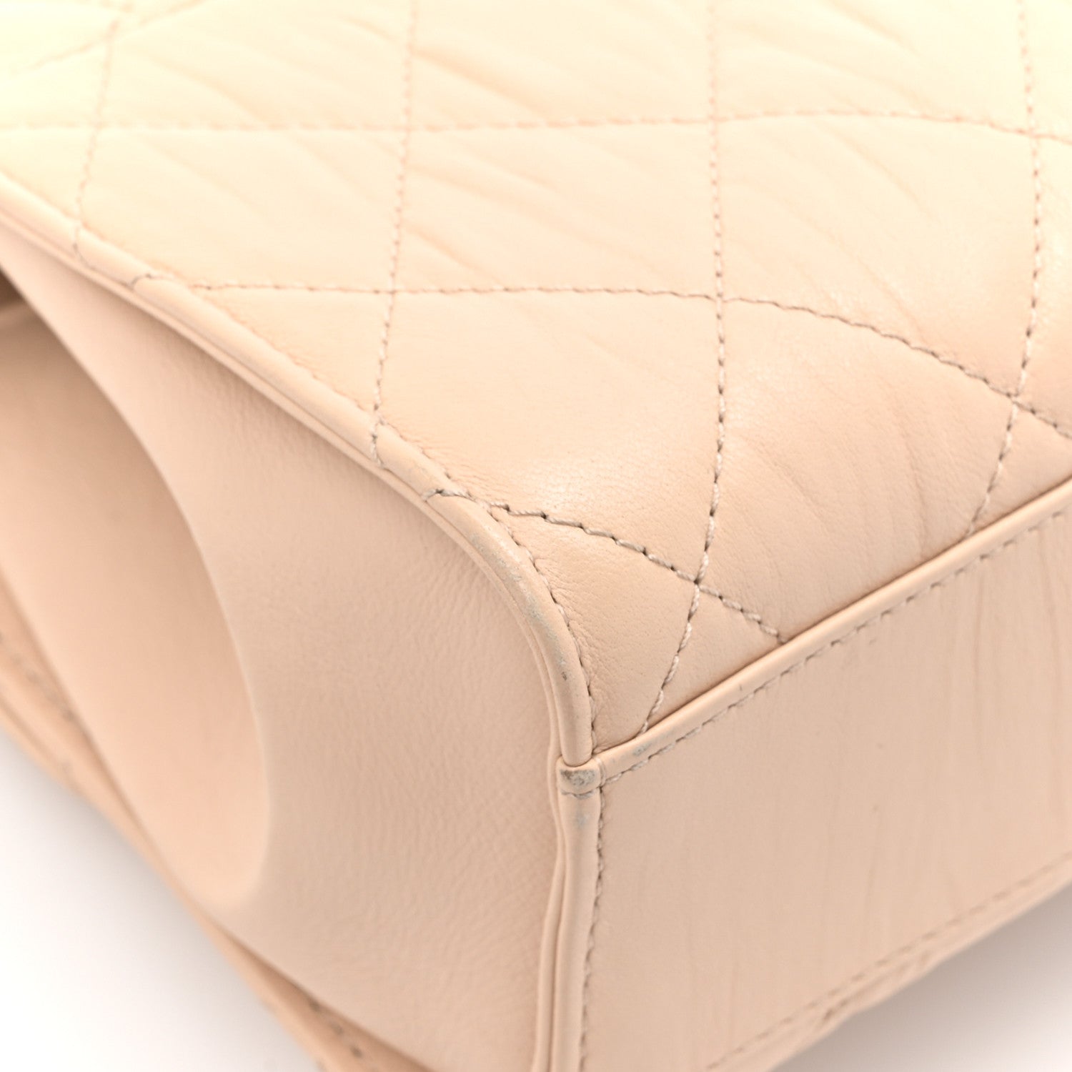 Chanel Crumpled Lambskin Quilted Small CC Links Top Handle Flap Beige 17 of 18