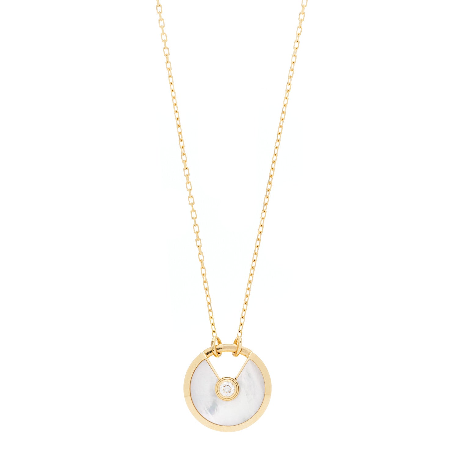 Cartier 18K Yellow Gold Diamond Mother of Pearl SM Amulette de Cartier Pendant Necklace 1 of 5