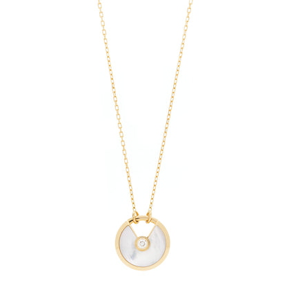 Cartier 18K Yellow Gold Diamond Mother of Pearl SM Amulette de Cartier Pendant Necklace 1 of 5