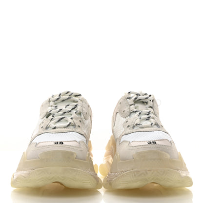 Balenciaga Fabric Mesh Clear Sole Womens Triple S Sneakers 38 White 2 of 8