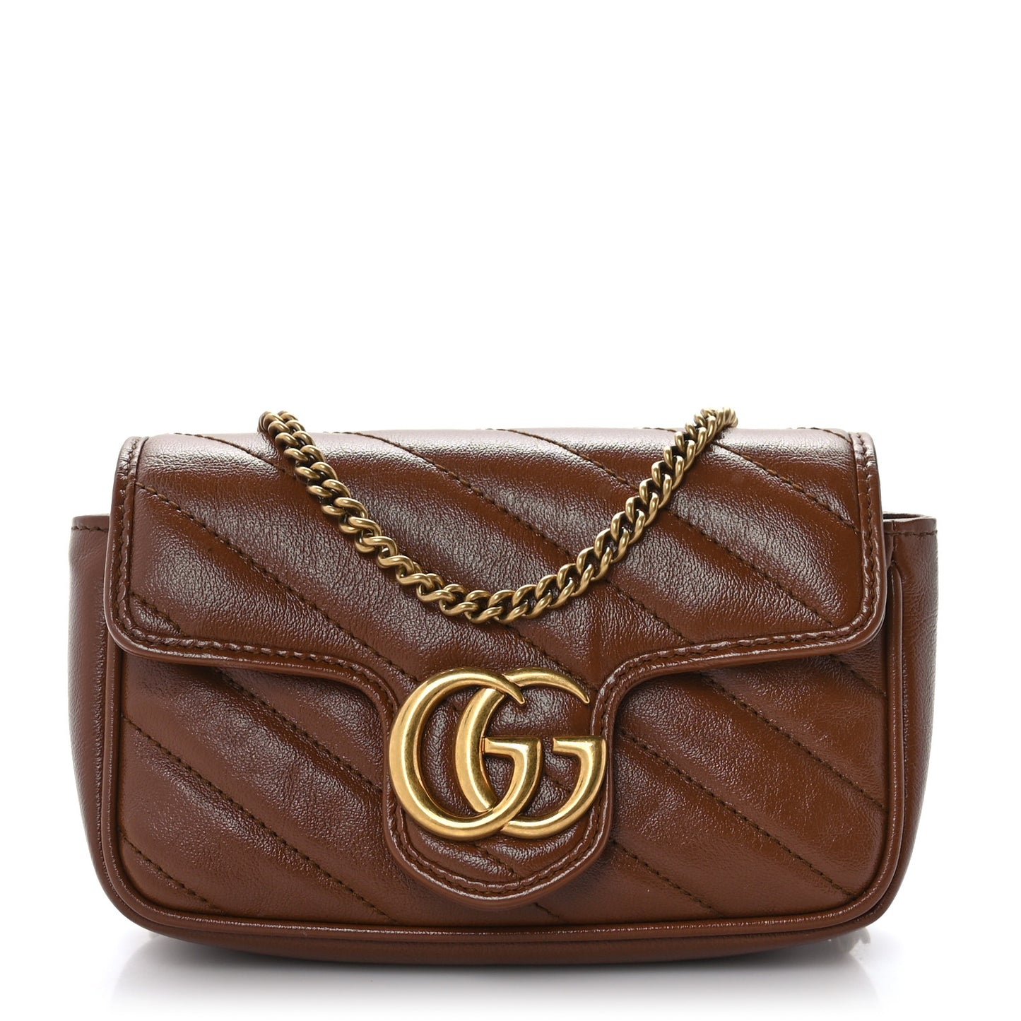 Azalea Calfskin Matelasse Diagonal Super Mini GG Marmont Shoulder Bag Cuir