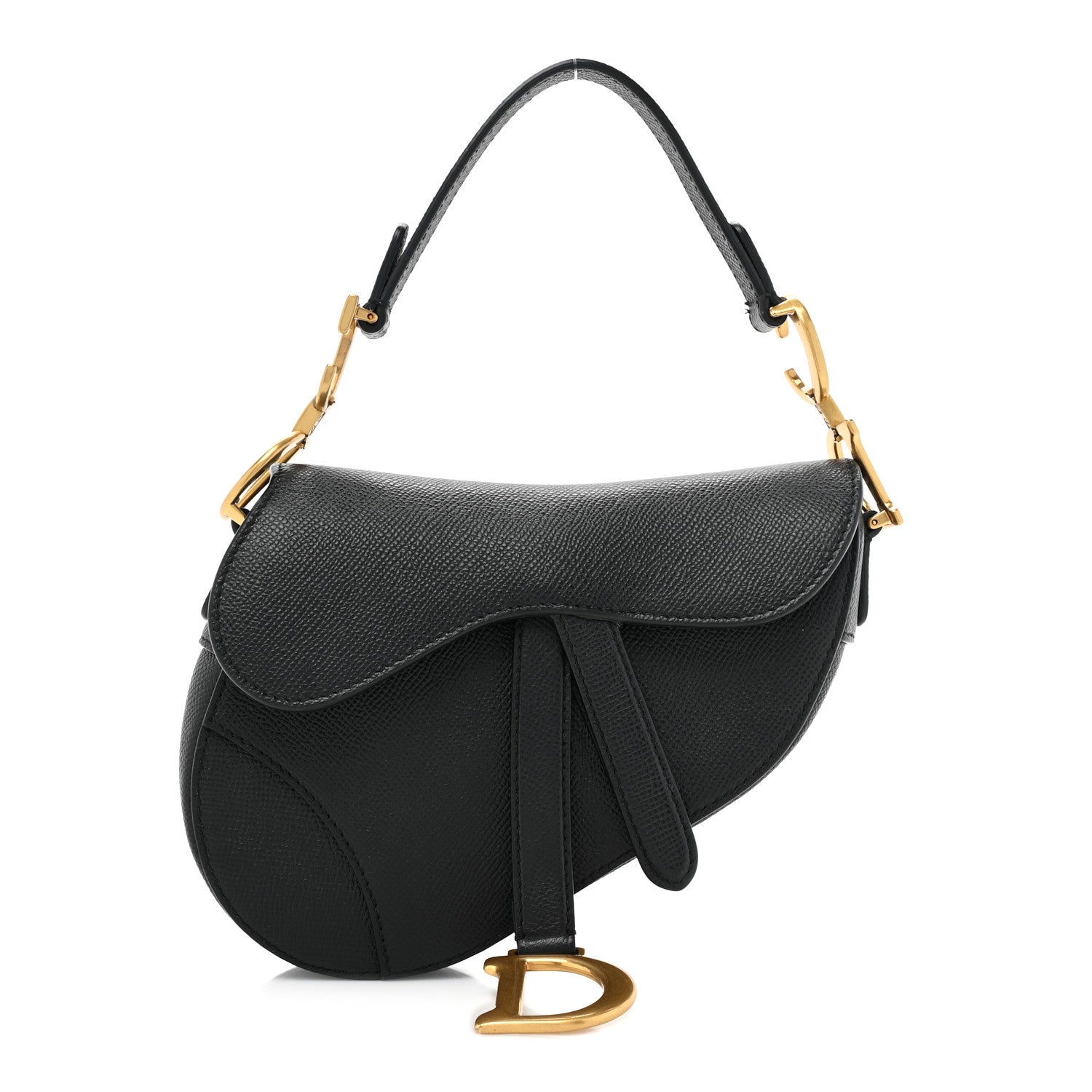 Christian Dior Grained Calfskin Mini Saddle Bag Black 1 of 9