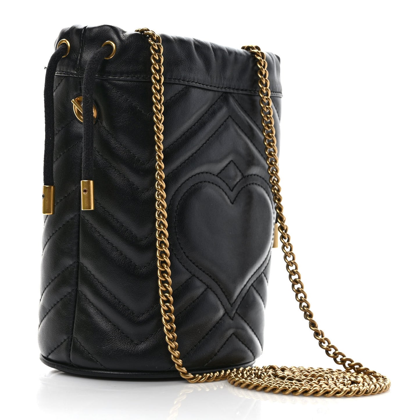 Calfskin Matelasse Mini GG Marmont 2.0 Bucket Bag Black