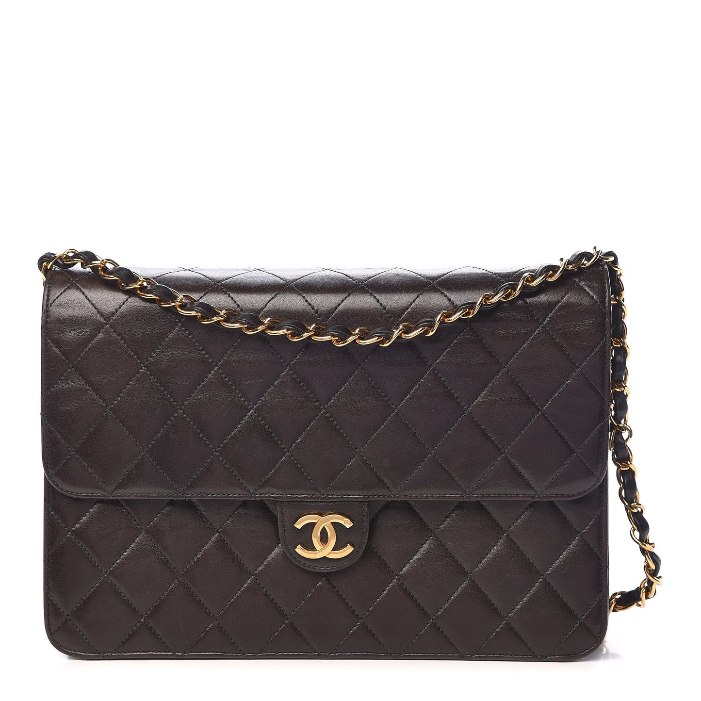 Lambskin Quilted Medium Single Flap Black