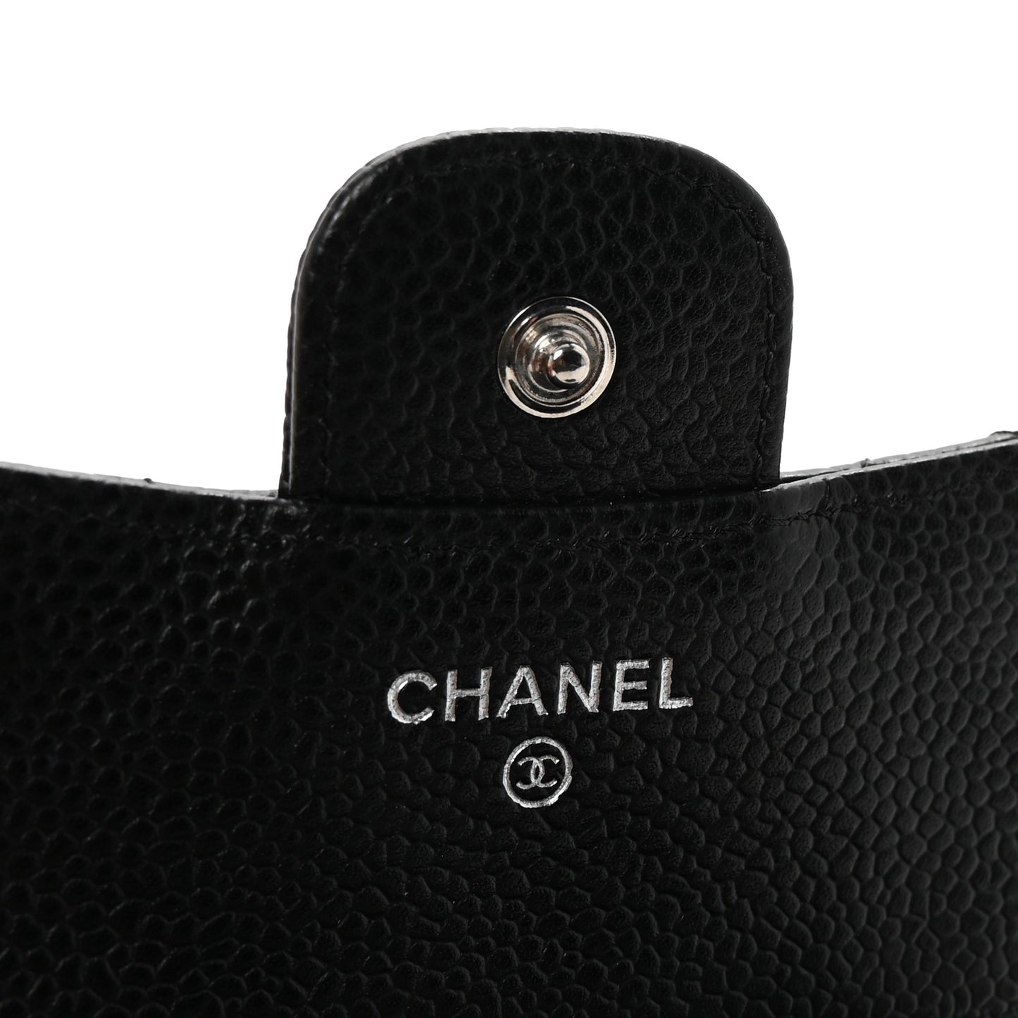 Caviar Quilted Compact Flap Wallet Black
