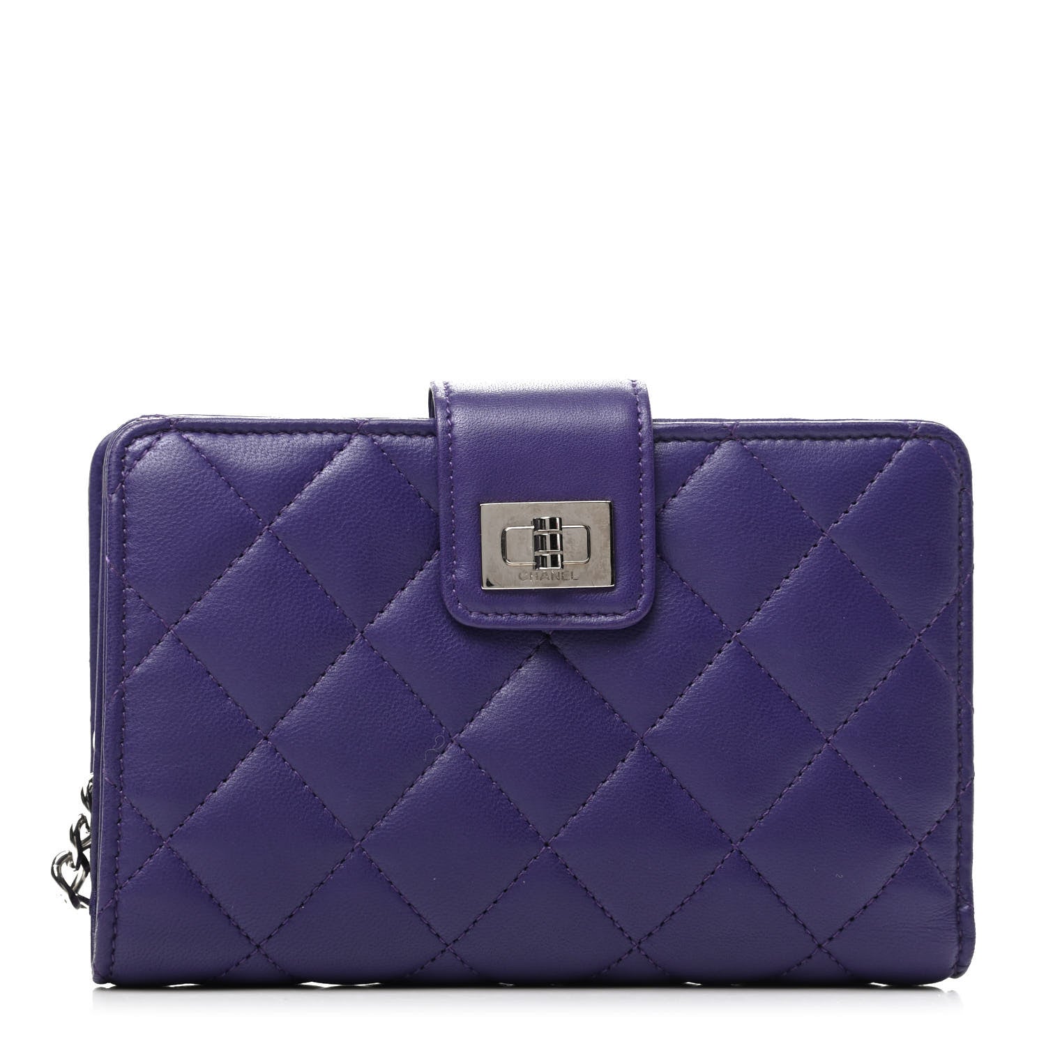 Chanel Lambskin Quilted Reissue Zipped Pocket Wallet Purple. 1 of 11