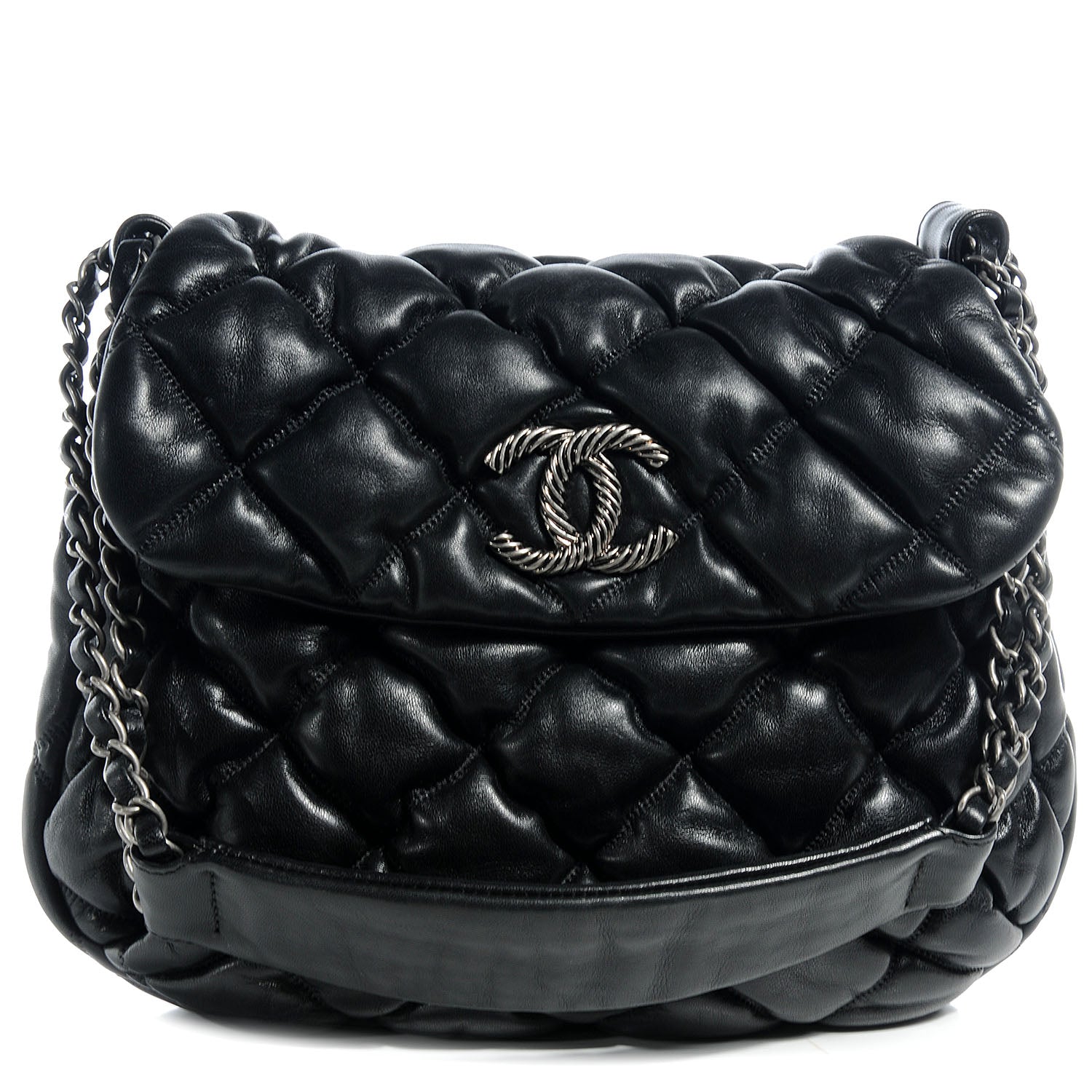 Chanel Lambskin Bubble Quilt Flap Bag Black 1 of 8