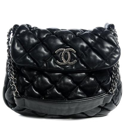 Chanel Lambskin Bubble Quilt Flap Bag Black 1 of 8