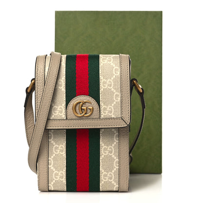 Gucci GG Supreme Monogram Textured Calfskin Web Mini Ophidia Messenger Beige Mystic White Oatmeal 9 of 9