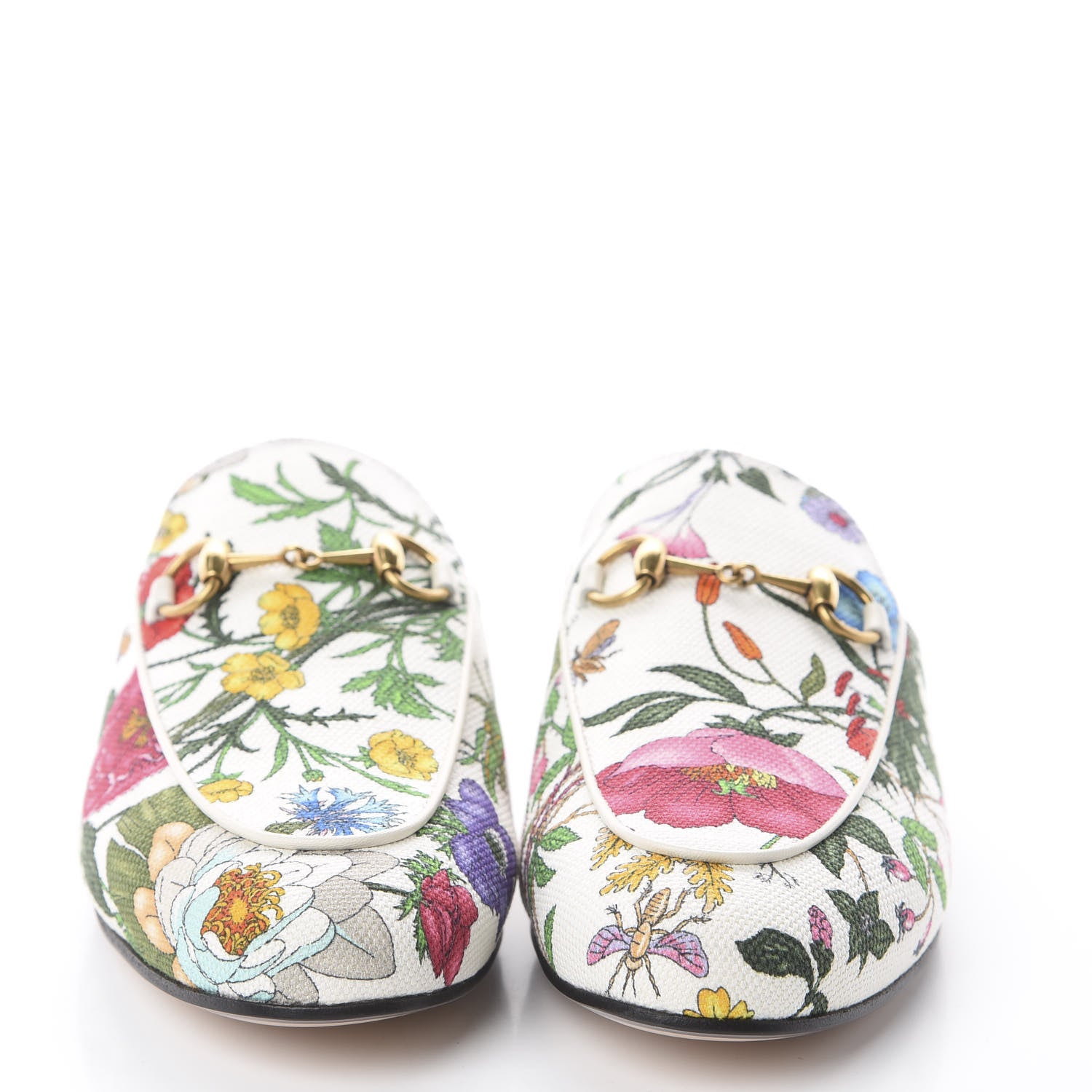 Gucci Canvas Flora Womens Princetown Slippers 36.5 White Multicolor 3 of 7