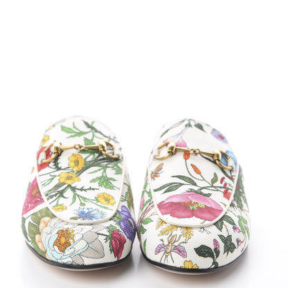 Gucci Canvas Flora Womens Princetown Slippers 36.5 White Multicolor 3 of 7
