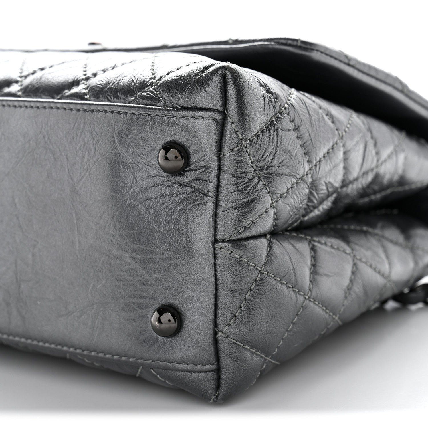 Chanel Metallic Aged Calfskin Quilted Small Coco Handle Flap Charcoal 10 of 10