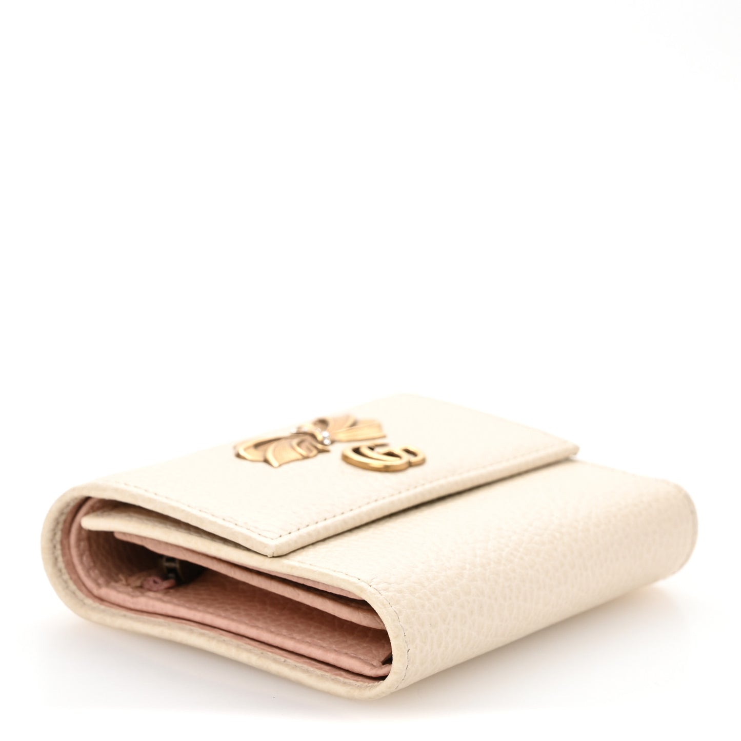 Calfskin GG Marmont Bow Wallet White