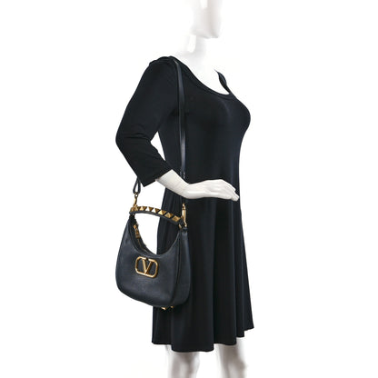 Valentino Garavani Calfskin Stud Sign Zip Hobo Black 2 of 8
