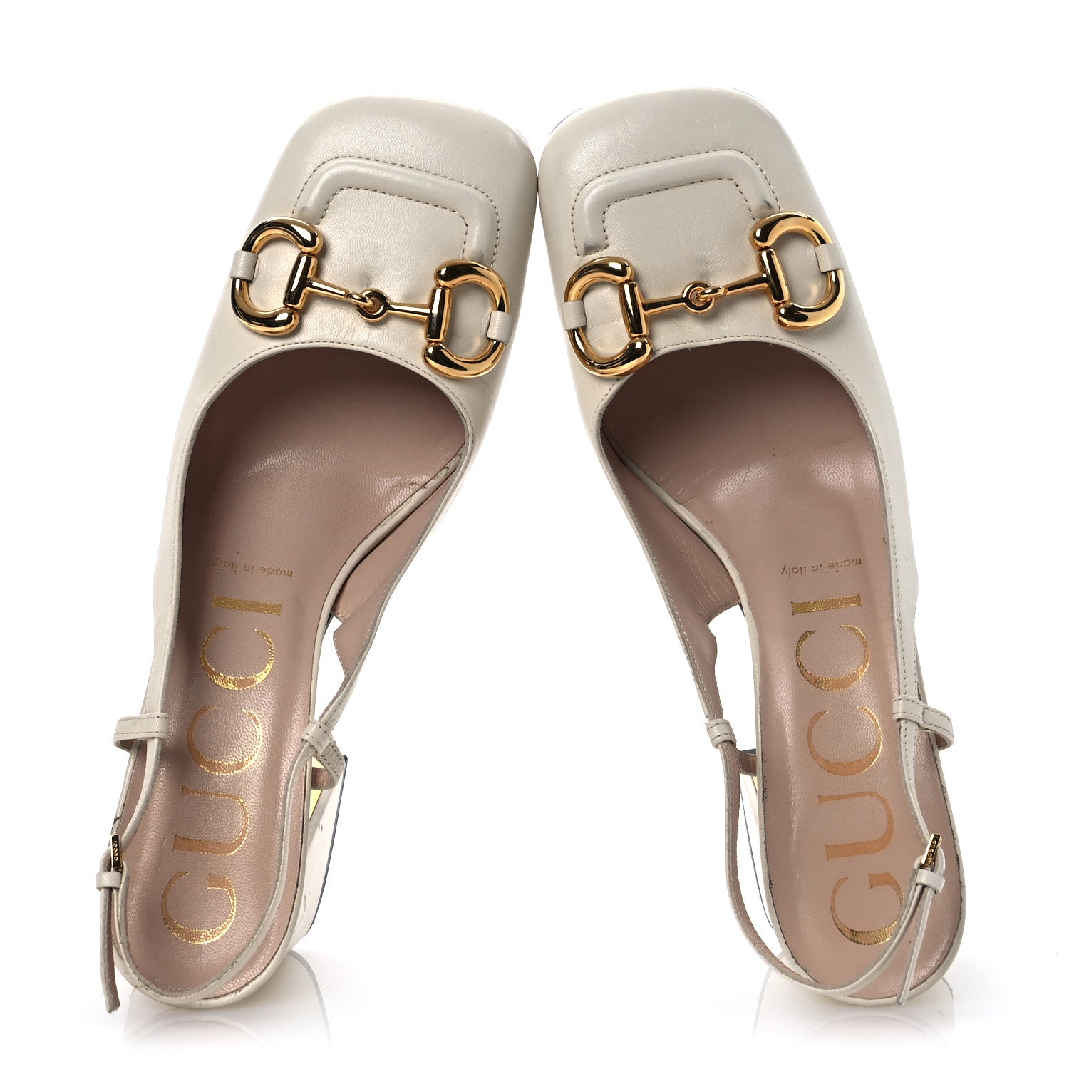 Gucci Malaga Kid Horsebit 75mm Slingback Pumps 39.5 Mystic White 2 of 14