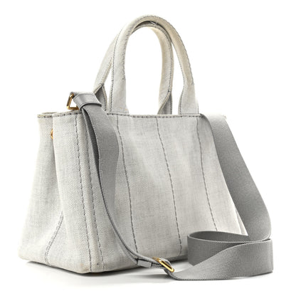 Prada Denim Small Logo Tote Bianco 2 of 13