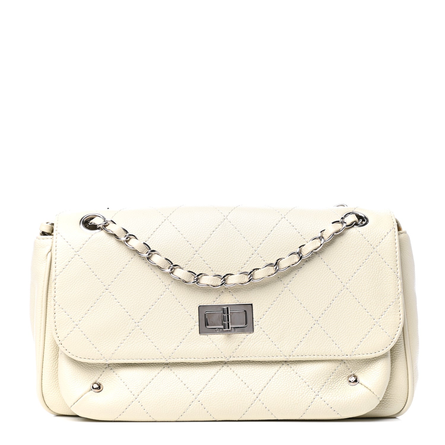 Chanel Glazed Caviar Pocket In The City Flap White 1 of 9