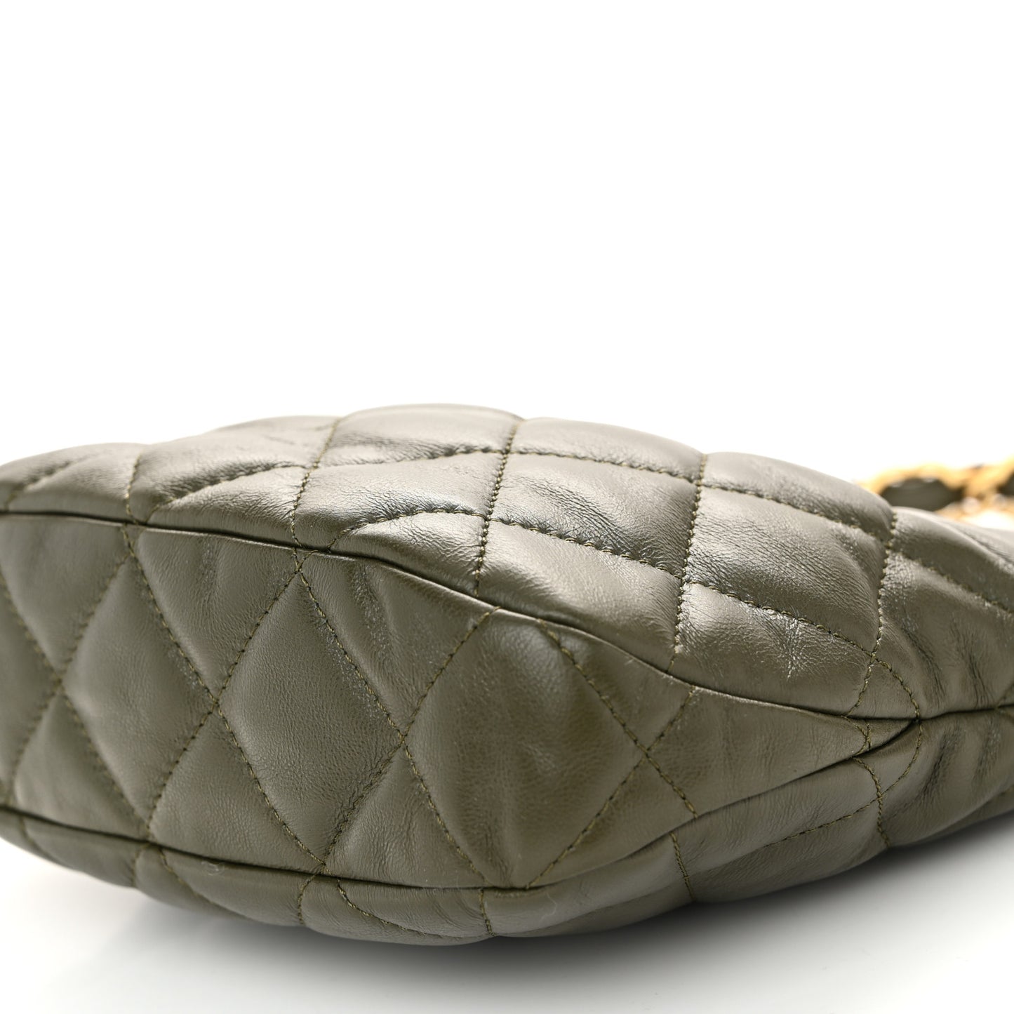 Lambskin Quilted CC Links Hobo Khaki