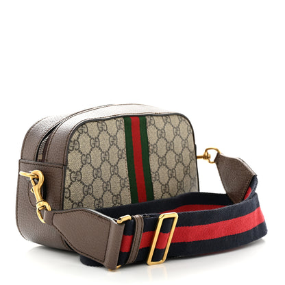 Gucci GG Supreme Monogram Textured Dollar Calfskin Web Ophidia Wristlet Shoulder Bag Beige Ebony New Acero 3 of 14