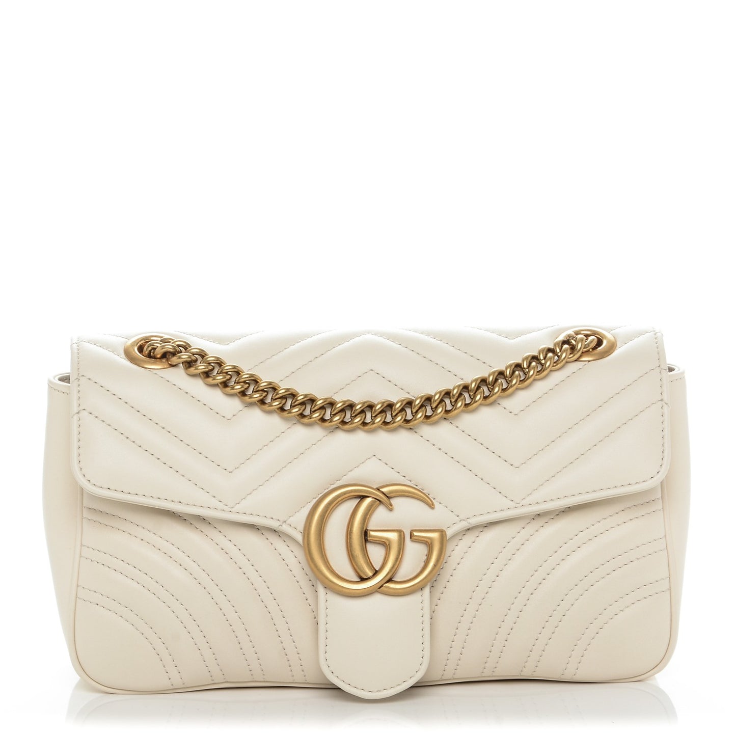 Calfskin Matelasse Small GG Marmont Shoulder Bag White