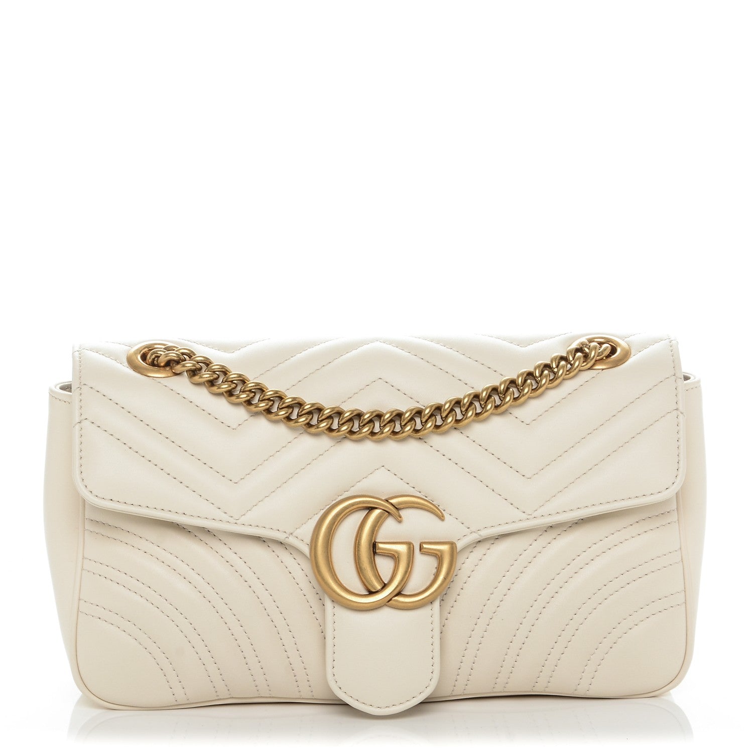 Gucci Calfskin Matelasse Small GG Marmont Shoulder Bag White 1 of 7
