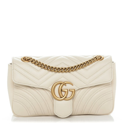 Gucci Calfskin Matelasse Small GG Marmont Shoulder Bag White 1 of 7