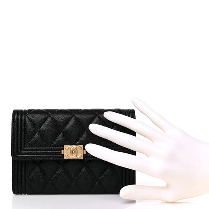 Chanel Caviar Quilted Medium Boy Flap Wallet Black 3 of 10