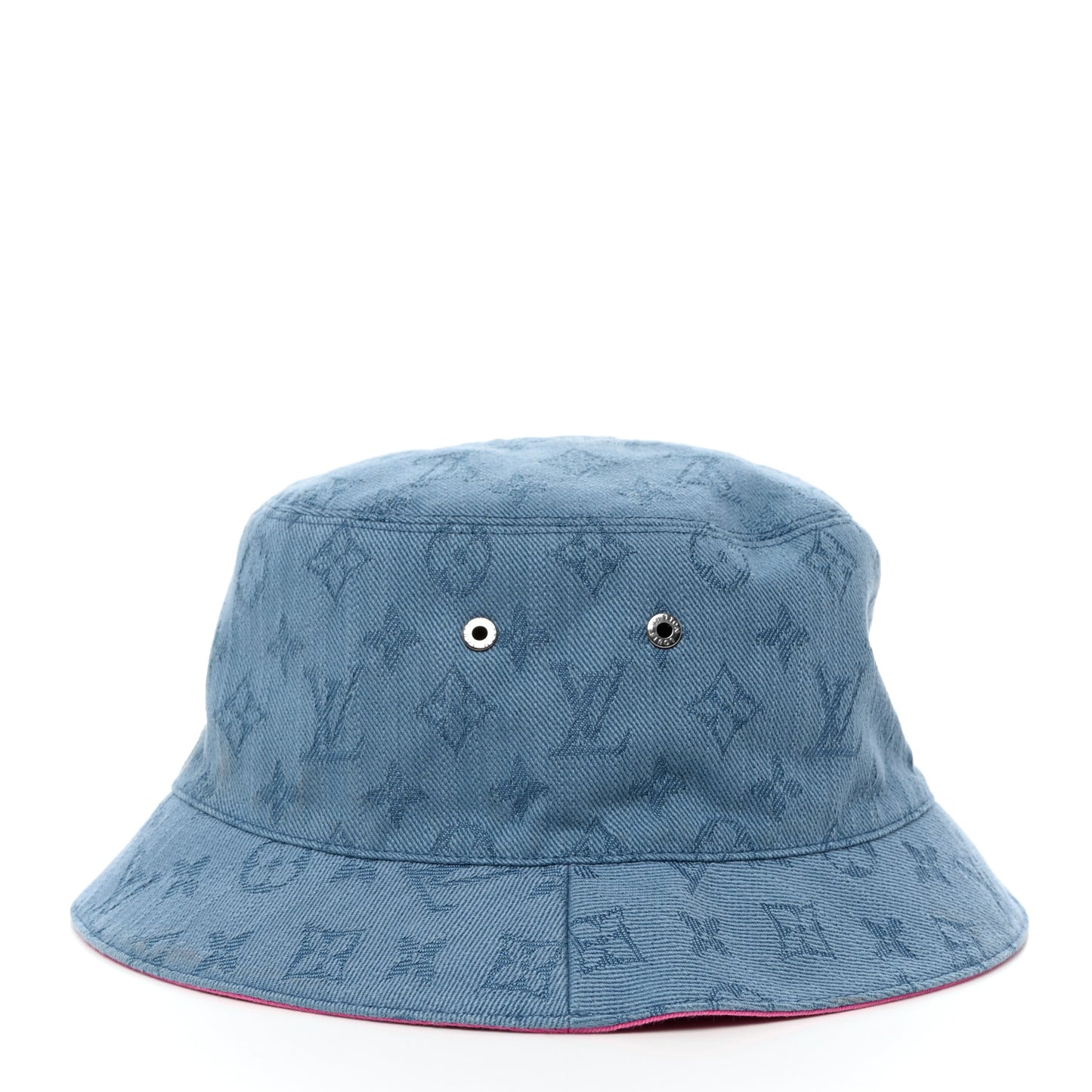 Monogram Denim Reversible Bucket Hat 58 Blue Pink