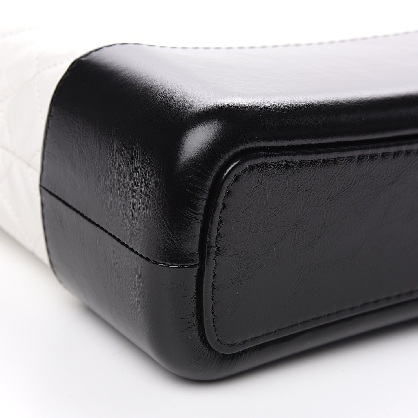 Aged Calfskin Quilted Medium Gabrielle Hobo Black White