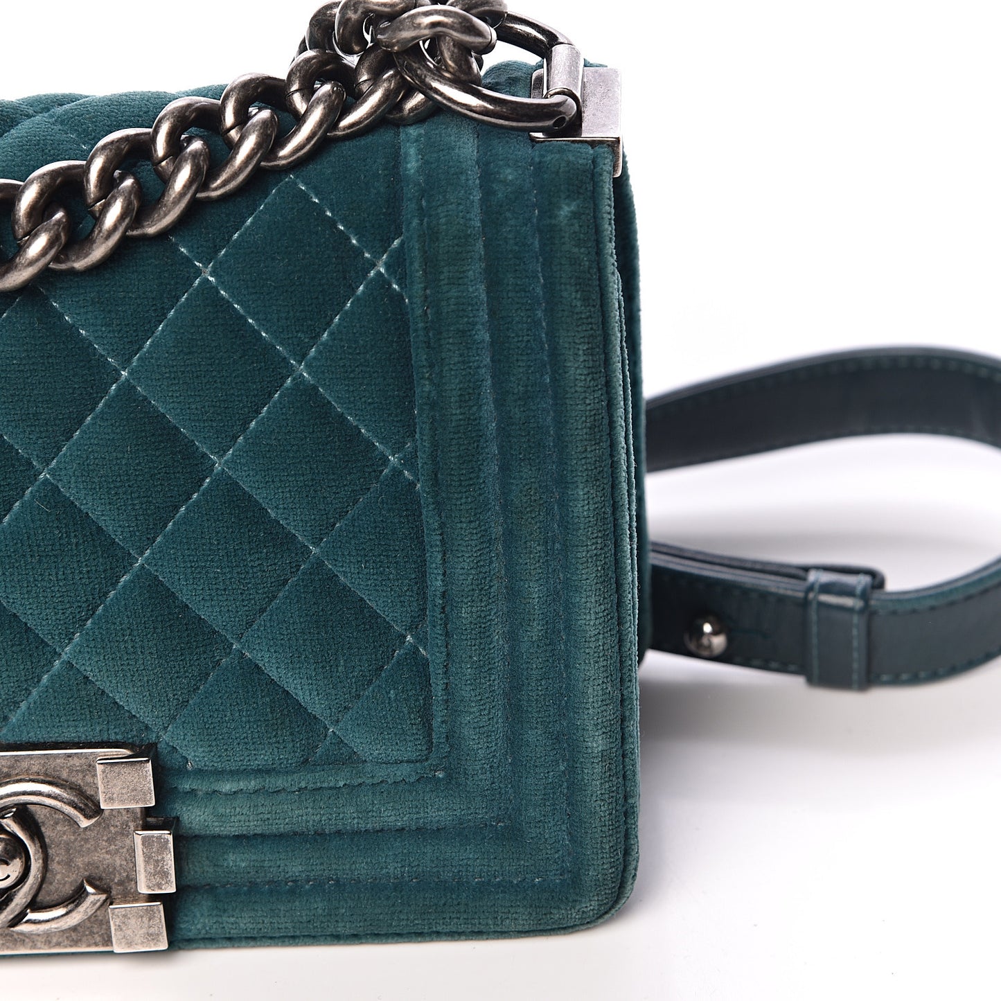 Velvet Quilted Small Boy Flap Turquoise