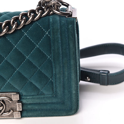 Chanel Velvet Quilted Small Boy Flap Turquoise 14 of 22