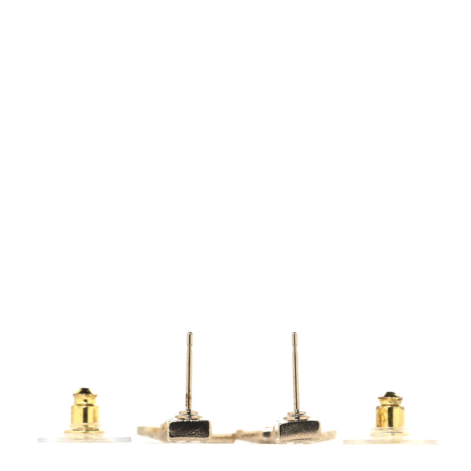 Chanel Metal Crystal Baguette CC Chain Drop Earrings Gold 4 of 10