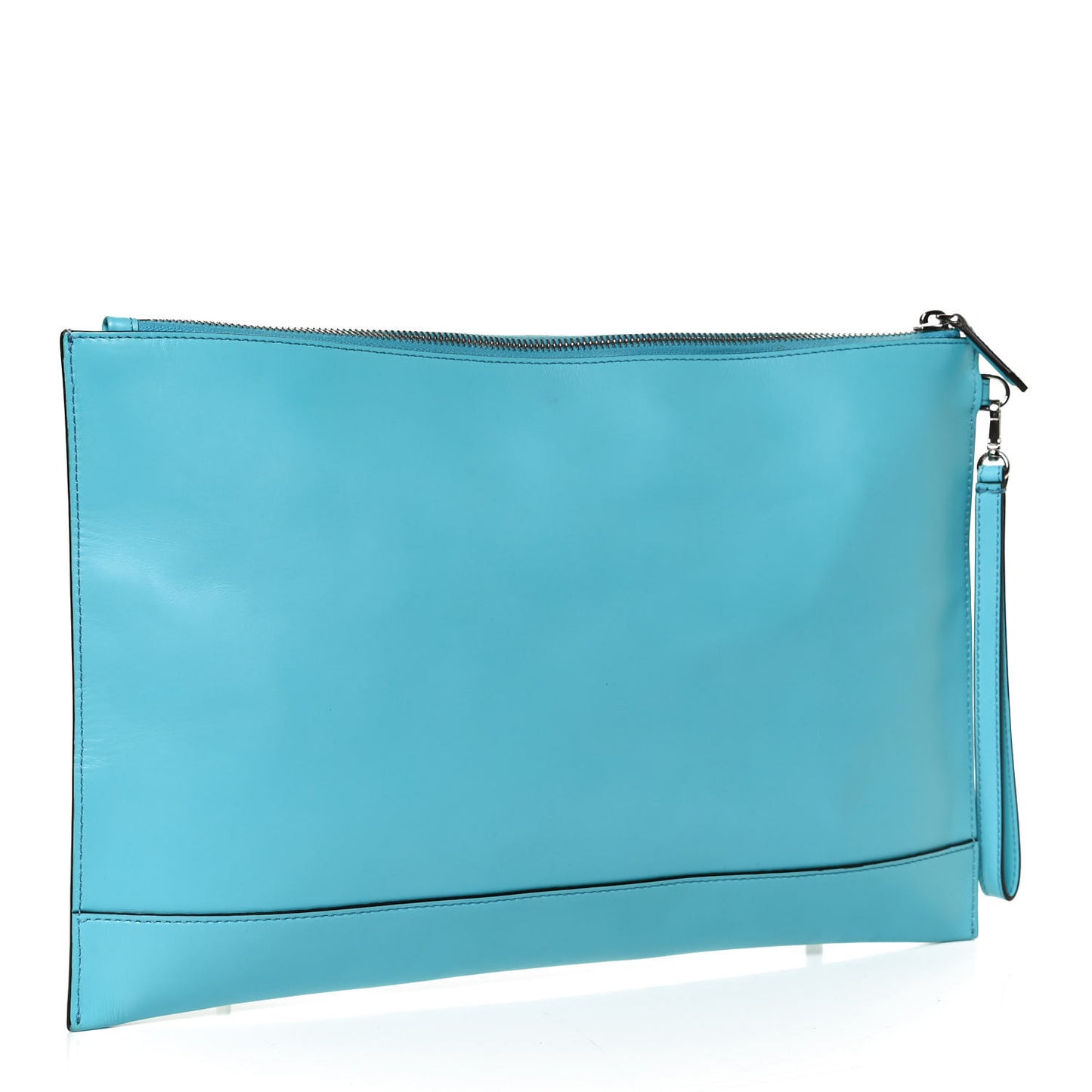 Vitello King Logo Embossed Large Flat Pouch Azzuro Baby