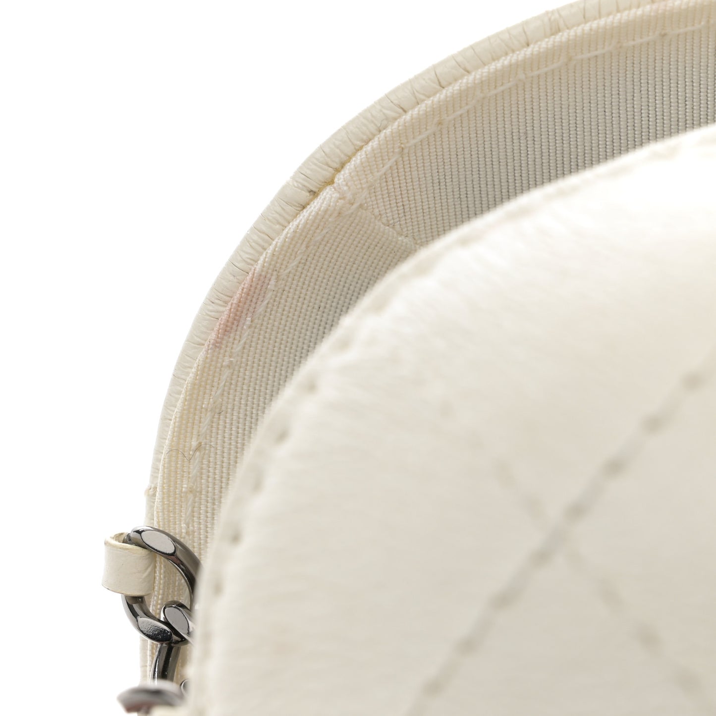 Aged Calfskin Quilted Small Gabrielle Bucket White