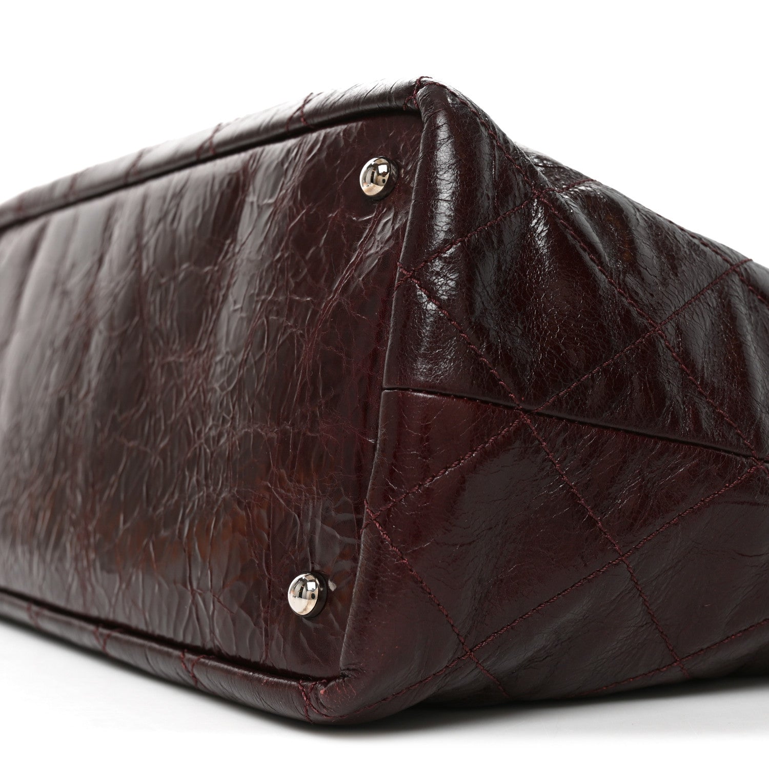 Chanel Glazed Calfskin Lambskin Quilted Portobello Tote Burgundy 10 of 10