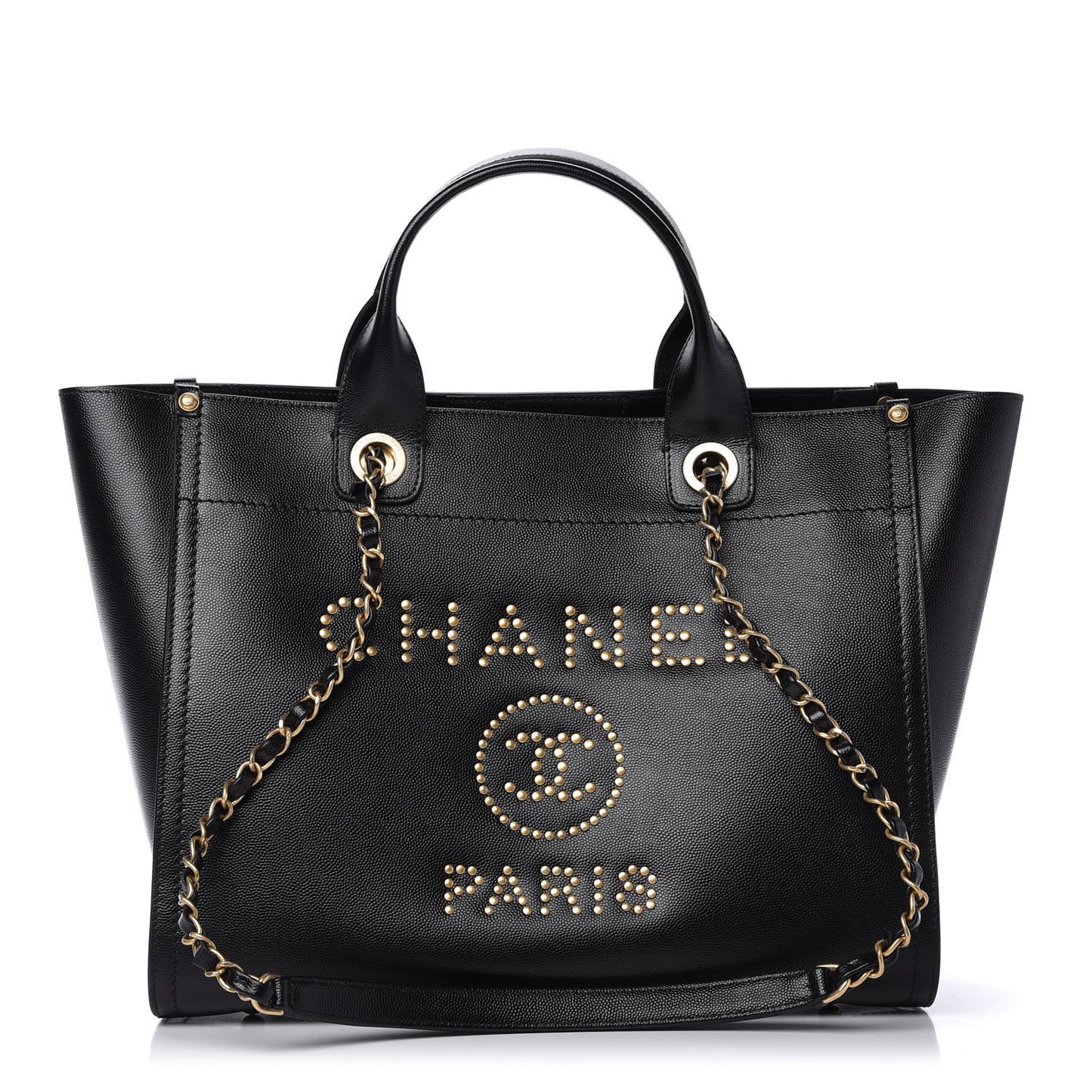 Caviar Small Studded Deauville Tote Black