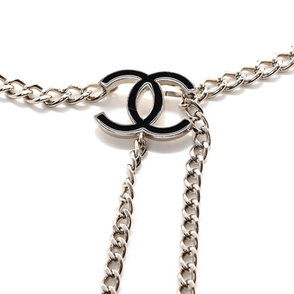 Chanel Enamel CC Chain Logo Belt Silver Black 3 of 4