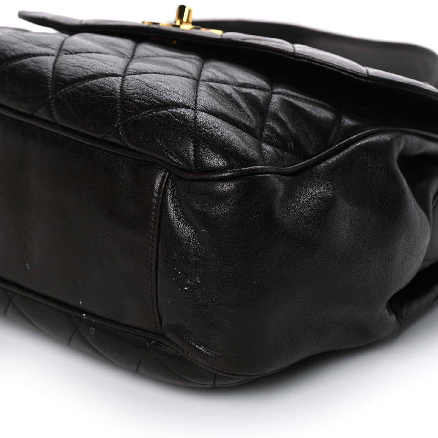 Lambskin Quilted CC Flap Shoulder Bag Black