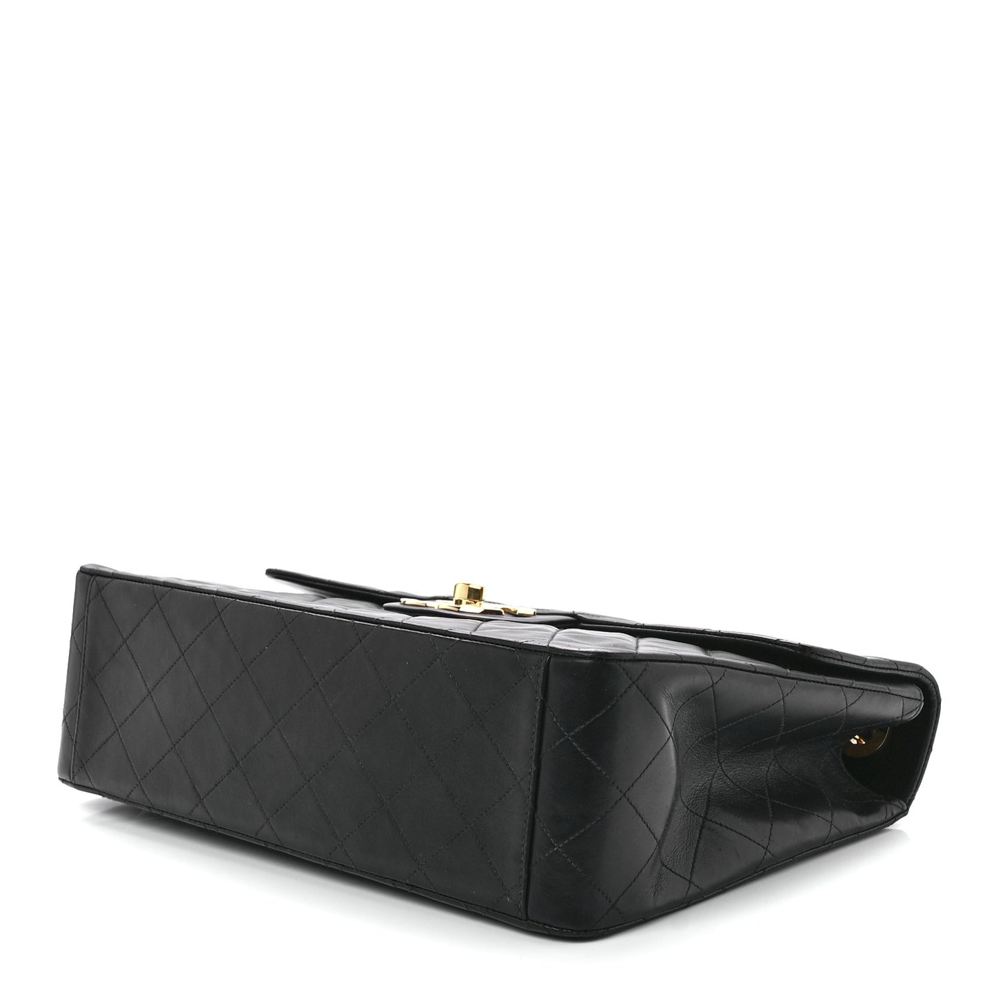 Lambskin Quilted XL Jumbo Single Flap Black