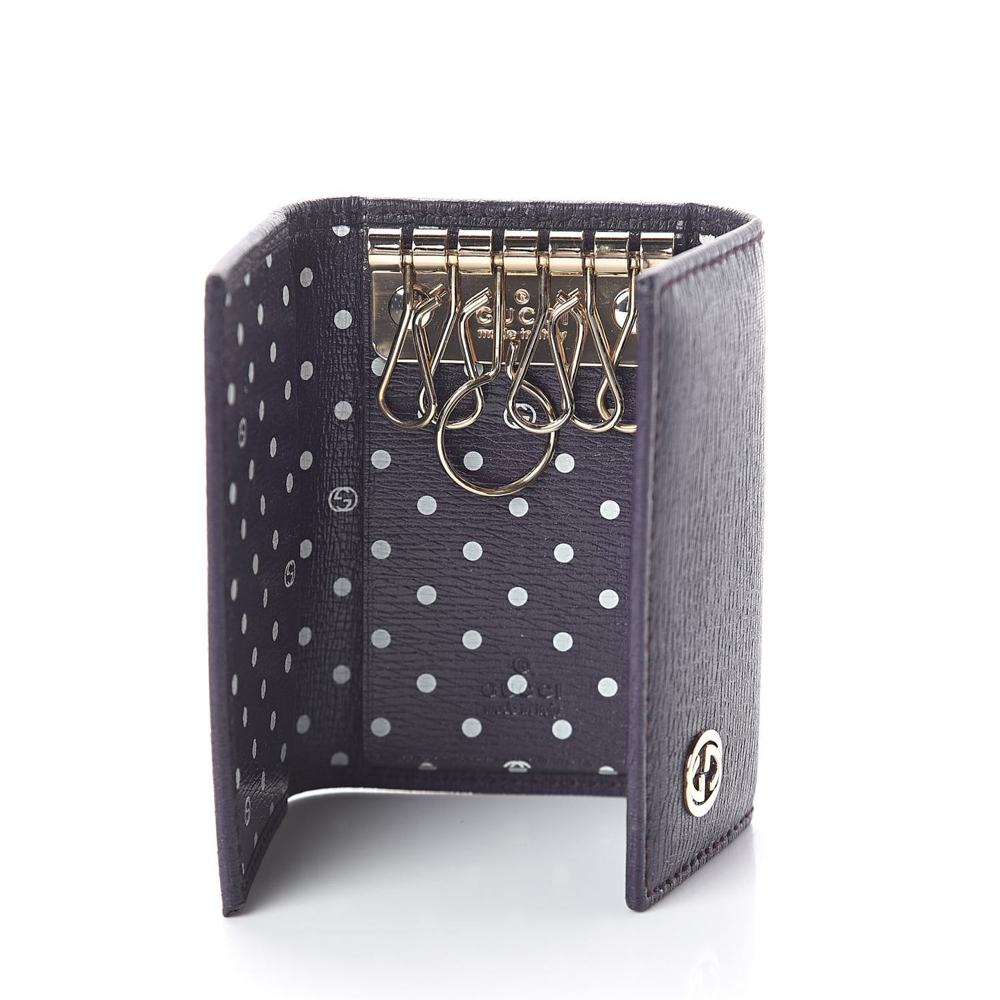 Calfskin Interlocking G 6 Key Holder Purple