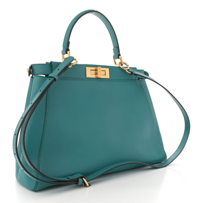 Fendi Vitello Morgan Fabric Jacquard Pequin Medium Peekaboo Iconic Satchel Lago Tobacco Black 3 of 15