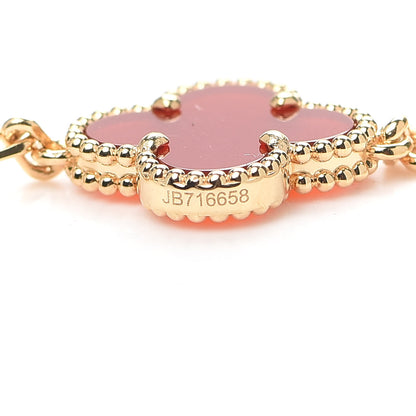 Van Cleef & Arpels 18K Yellow Gold Carnelian 10 Motifs Vintage Alhambra Necklace 5 of 6