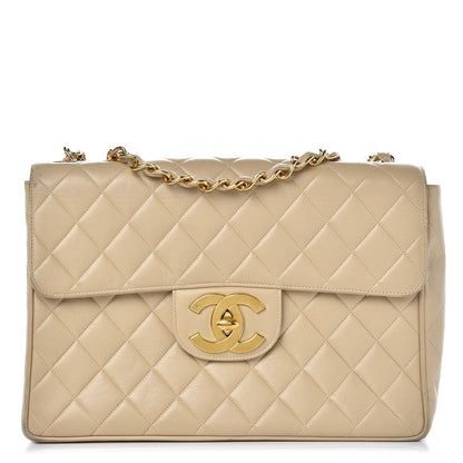 Chanel Lambskin Quilted Jumbo Single Flap Light Beige 1 of 13